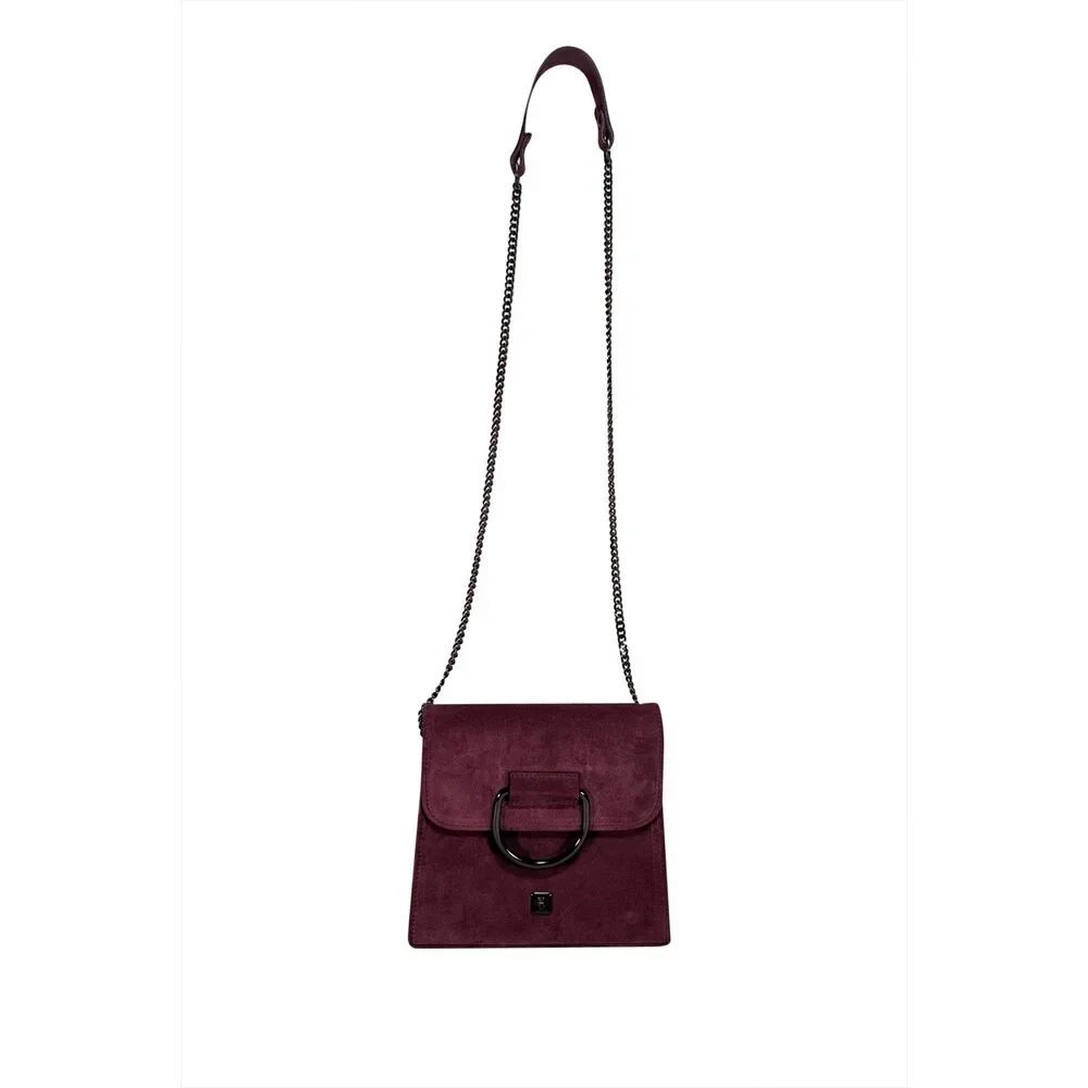 Hogl - Plum Purple Suede Chain Strap Crossbody Bag